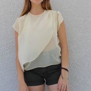 Vintage Cream Silk Sheer Blouse 👚